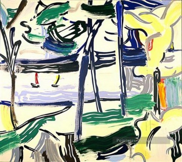 Roy Lichtenstein Painting - sailboats through the trees 1984 Roy Lichtenstein